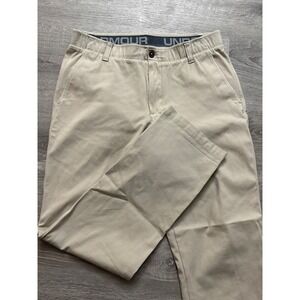 Under Armour Men Loose Fit Chino Pants Khaki Size 34x32 athletic outdoor